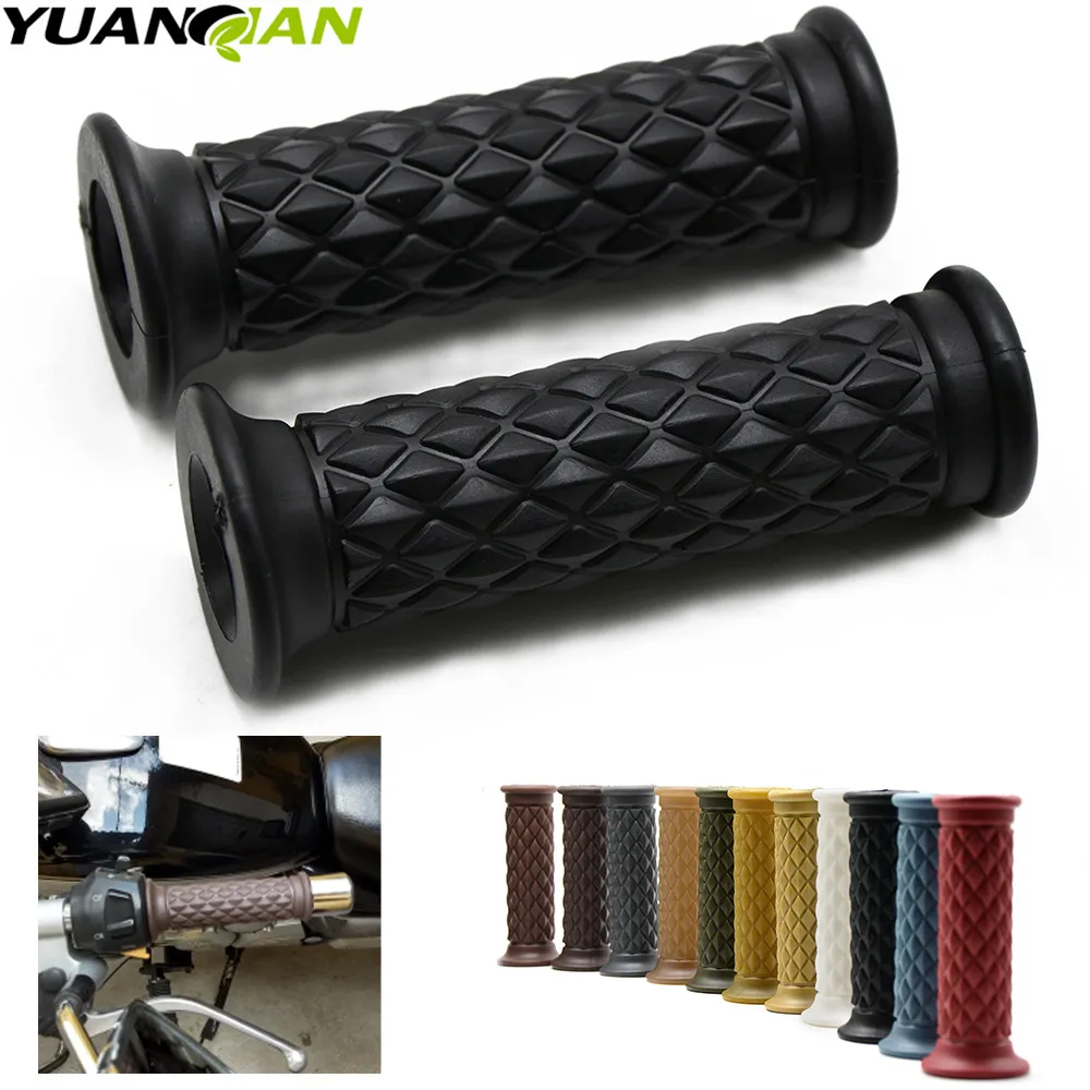 

Vintage Retro Hand Grip Motorcycle Grips 7/8" 22mm Brown Diamond Handlebar Hand Grip and Bar Ends