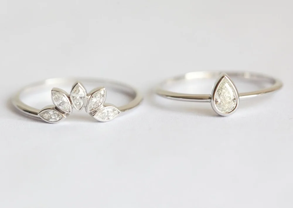 Брендовое женское свадебное кольцо с кристаллами, набор роскошных 925 серебряных обручальных колец в форме капли воды, винтажные Свадебные Кольца для женщин