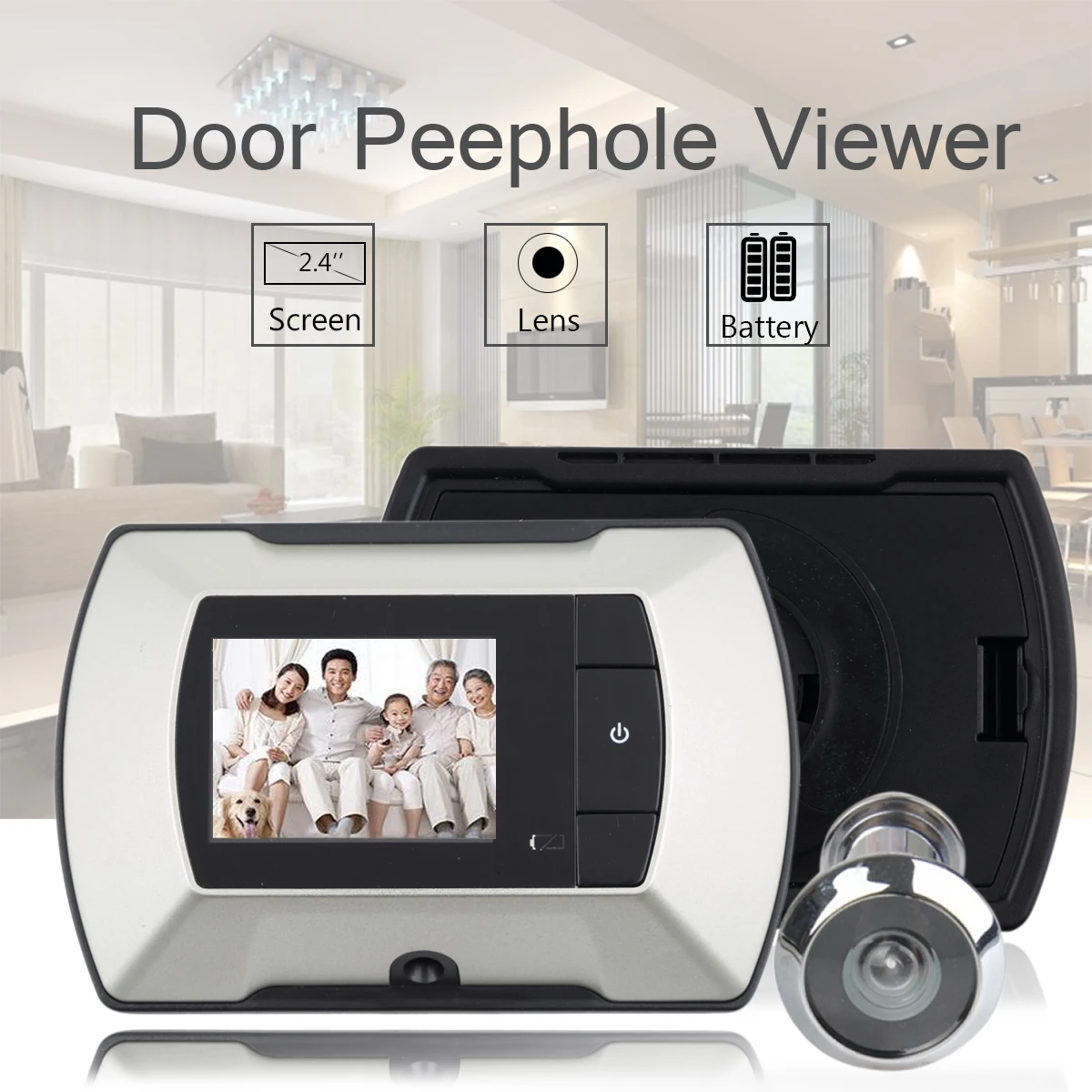 

Safurance 2.4'' LCD Digital Screen Peephole Viewer Door Eye Doorbell Camera Home Security Safety Door Intercom