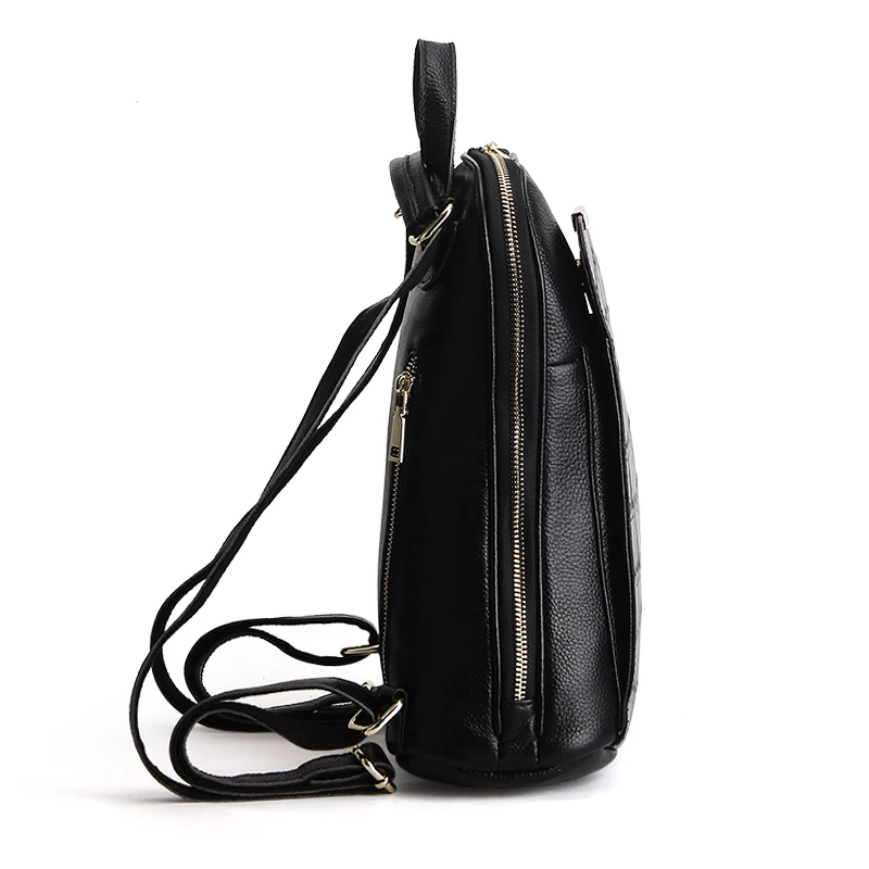 ZENCY Classic 2019 Natural 100% Real Genuine Cow Leather Everyday Women Backpack Ladies Girls Top Layer Cowhide Book Bag Mochila
