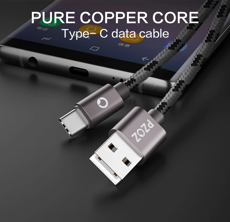 PZOZ Usb type-C кабель для быстрой зарядки type-C кабель для передачи данных зарядное устройство для samsung S9 S10 красный mi note7 Xiao mi 9 mi a2 mi x pad4 usb-c