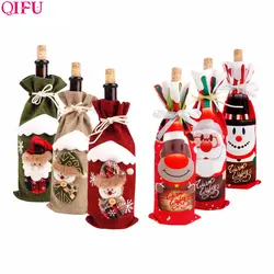 QIFU Санта Клаус крышка бутылки вина с Рождеством украшения для дома 2019 Рождественский орнамент Navidad Natal подарок Новый год 2020