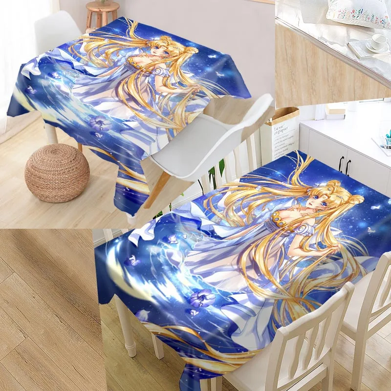 

Sailor Moon Custom Table Cloth Oxford Print Rectangular Waterproof Oilproof Table Cover Square Wedding Tablecloth
