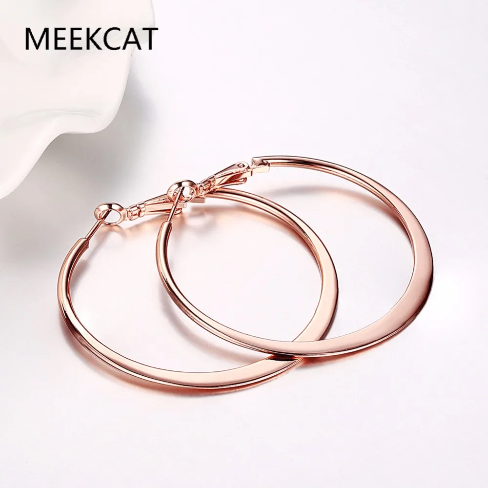 

High Quality Metal Rose gold Color Round 5.1cm*5.0cm big Circle Hoop Earrings For Women Female Gift Fashion Jewelry
