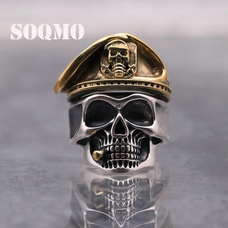 Мужское кольцо с черепом SOQMO из серебра 925 пробы | Украшения и аксессуары