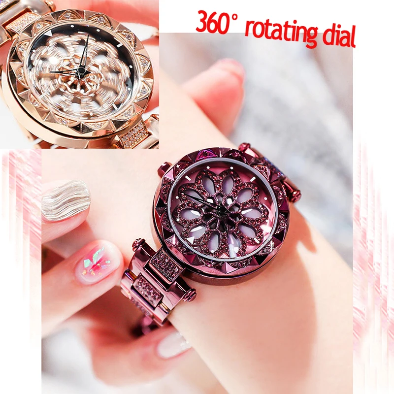 

Rotating dial Modern Fashion Gold Stainless Steel Watches Women Luxury Casual Clock Ladies WristWatchs High Quality Gift 6461