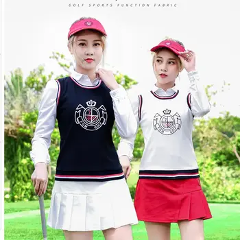 

Winter Autumn Women Sleeveless Golf Vest Jacket O-neck Printing Warm Shirt Sports Coat Windproof Soft Vest Jacket D0496