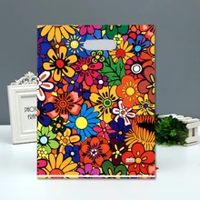 50 шт./лот, большие, маленькие, с принтом, прозрачные пластиковые сумки для покупок с ручкой, бутик, подарочная упаковка для одежды