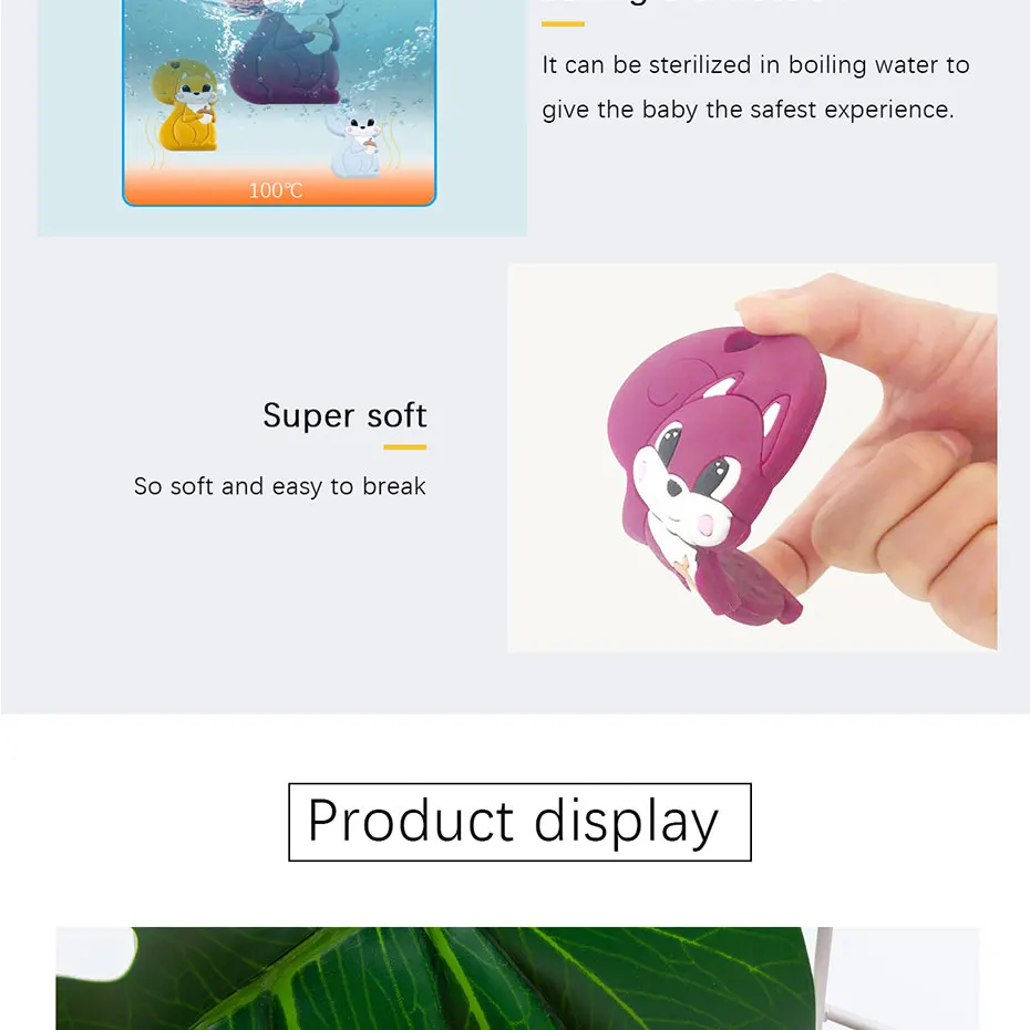 1 шт., силиконовый Прорезыватель для зубов, детская белка, Пищевая силиконовая Подвеска для грызунов, Товары для малышей, Детские Прорезыватели для зубов, BPA бесплатно