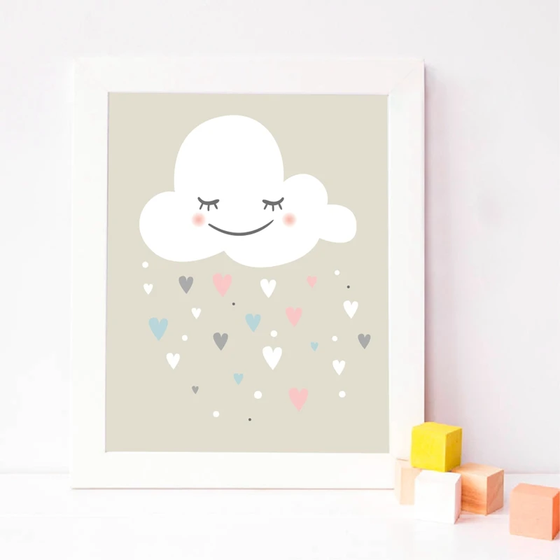 cartoon cloud poster print kids room decor