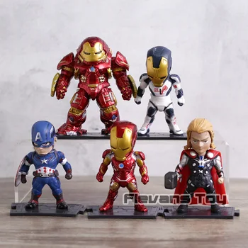 

Marvel Avengers Iron Man MK 42 39 Captain America Thor Hulkbuster PVC Action Figures Toys 5pcs/set