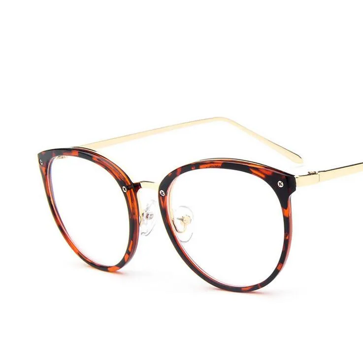 Ретро Круглые Декоративные очки для глаз, оправа для мужчин и женщин, ультра светильник, близорукость, оправа для очков, простые линзы, oculos de grau femininos - Цвет оправы: Leopard