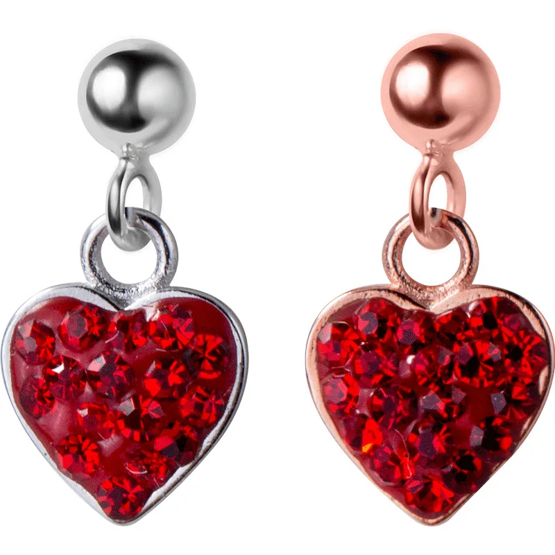 

Honey Moon Red CZ Heart 925 Sterling Studs Earrings