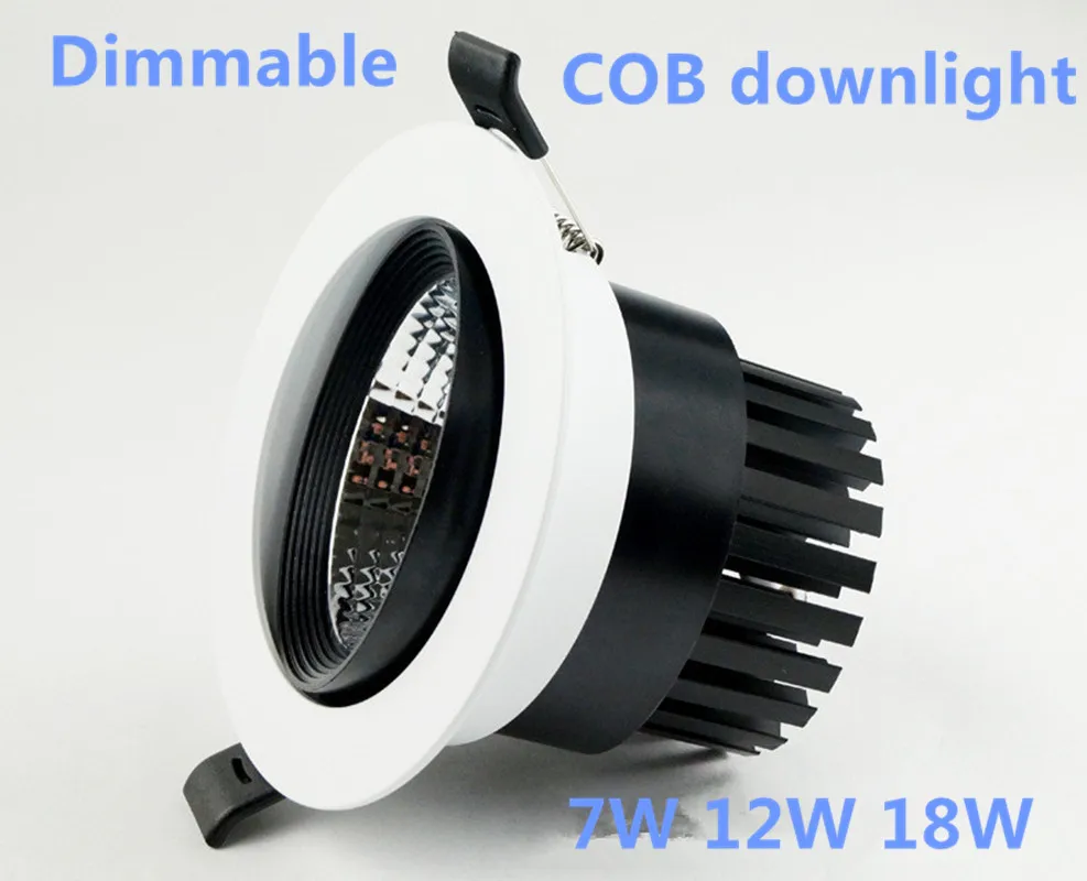 

10pcs/lot 7W 12W 18W Dimmable LED Downlight AC85-265V COB LED DownLights COB Spot Recessed Down light Light Bulb