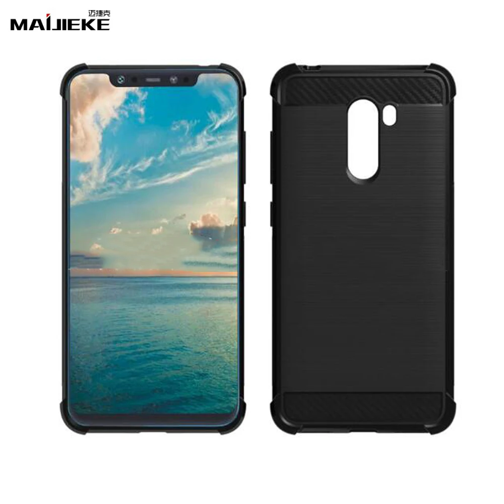 

Poco F1 Black Protection Case for Xiaomi PocoPhone F1 Carbon Pattern Four Corner tpu case for Xiaomi Pocophone F1 Shell Cover