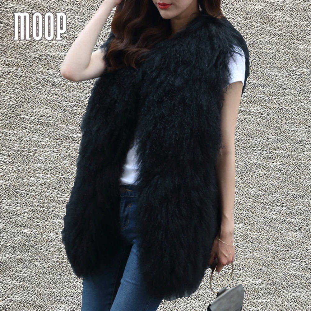 Women winter jackets and coats real Mongolia sheep fur vest coat long