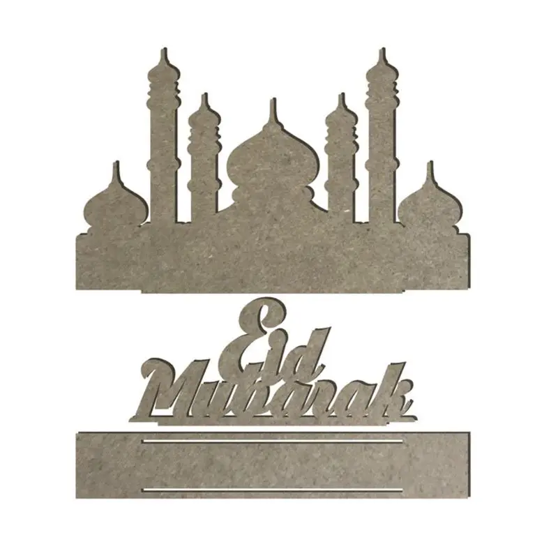 

Wooden MDF Eid Mubarak Ramadan Home Party Ornament Decoration Muslim Islamic Craft DIY Gift Box Decorative