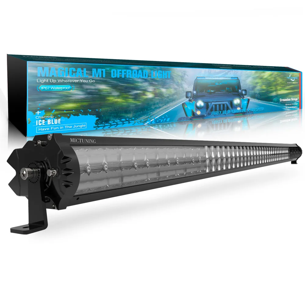 

MICTUNING Magical M1 52 Inch Aerodynamic LED Light Bar with IceBlue Accent Light - Exclusive Streamline ArcMask Design 29100lm