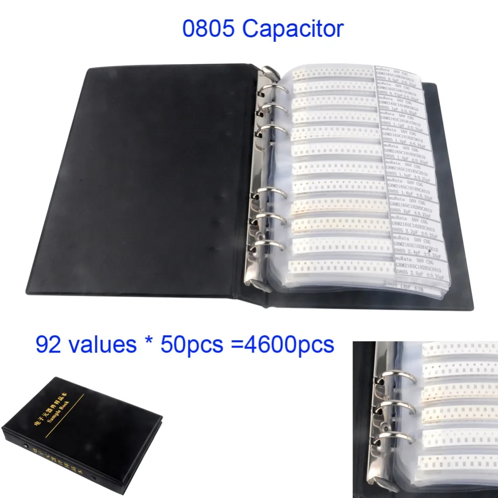 Livro da Amostra Chip Smd Capacitor Variedade Kit Valor x 50 92 Pcs 4600 Pçs – Set 0805