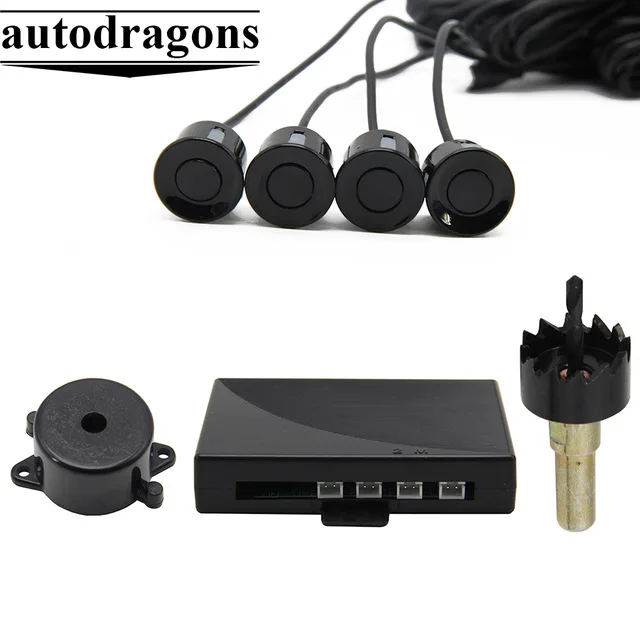 

Popular Car Parking Assistance Reversing Kit 4 Sensors Radar Kit Auto Reverse Radar Kit black P3043B