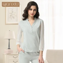 Qianxiu Cotton Pajama Sets For Women Spring Casual Nightwear Modal Sexy Pijama
