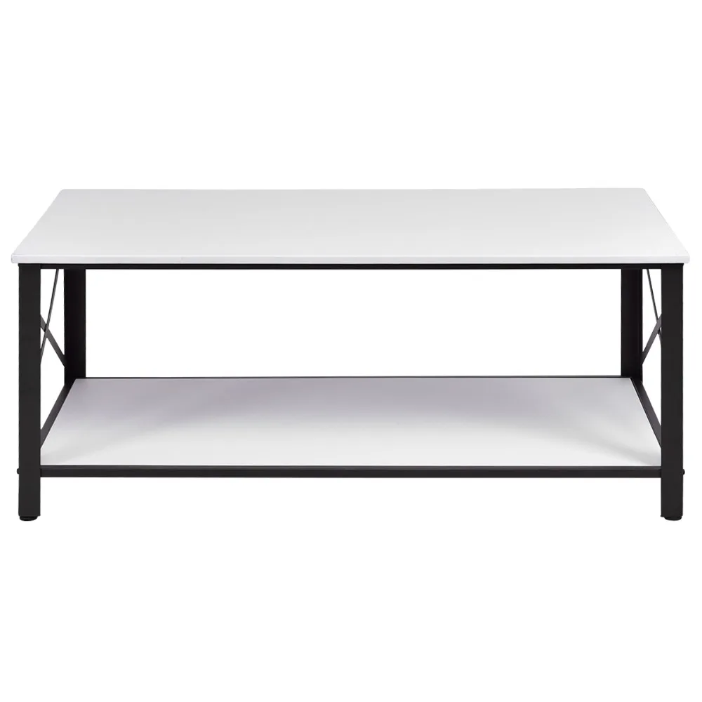 

Mesa de Centro con 2 Estantes Sala de Mesa de Salon Mesa auxiliar 120x60x50cm HW54329HW