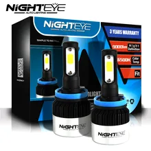 Nighteye 2 шт. супер яркий H11 светодиодные лампы H8 H9 72 Вт 9000lm фара автомобиля светодиодные светильники для AUTOT 12 В с Вентиляторы 6500 К ничуть лампочки для авто