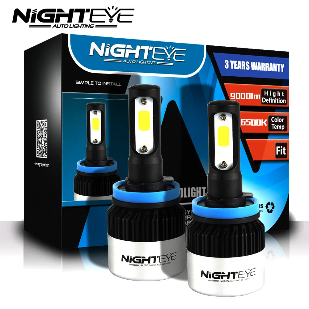 Nighteye 2 шт. супер яркий H11 светодиодные лампы H8 H9 72 Вт 9000lm фара автомобиля