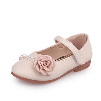 

Mumoresip Soft PU Leather Girls Shoes Princess Floral Kids Flats With Pearl Beading Children's Casual Shoes For Girls Wedding