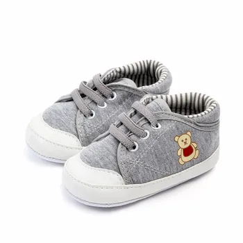 

Rubber Bottom Baby Shoes Fun Bear Non-Slip Newborn Infant T-tied First Walkers Girls Toddler Lace-UP Soft Sole Shoes