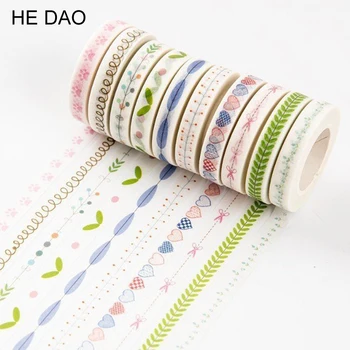 

1pcs 10m*7mm Love And Leaves Scrapebooking Diy Sticker Decorative Masking Tape Paper Material Escolar Photo Album Washi Tape