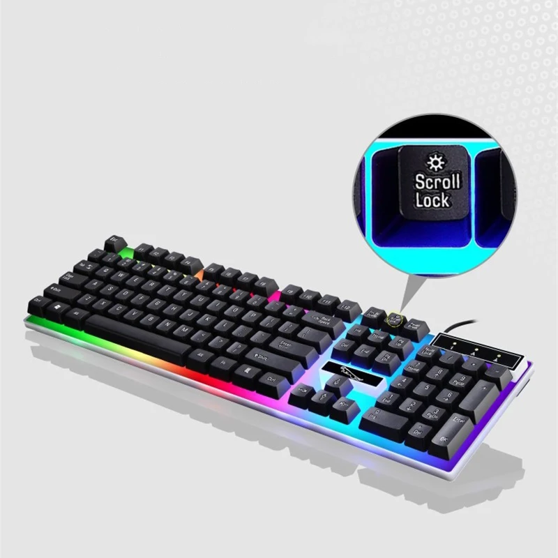 Новая Профессиональная клавиатура Мышь комплект красочная светодиодная подсветка Gaming Keyboard + оптический, эргономический USB Мышь для PS4/PS3/Xbox