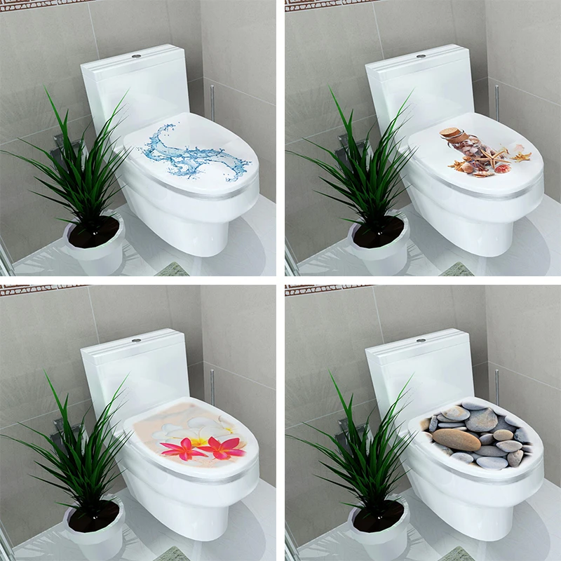 New Colorful 3D Toilet Seats Wall Stickers Bathroom PVC Decal Mural