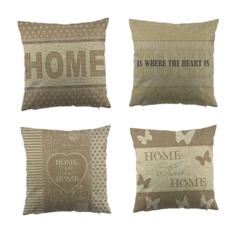 

The letter Printed Cushion Cover For Chair Purple Flower Pattern Throw Pillowcase Cottom Seat Cushion Cover