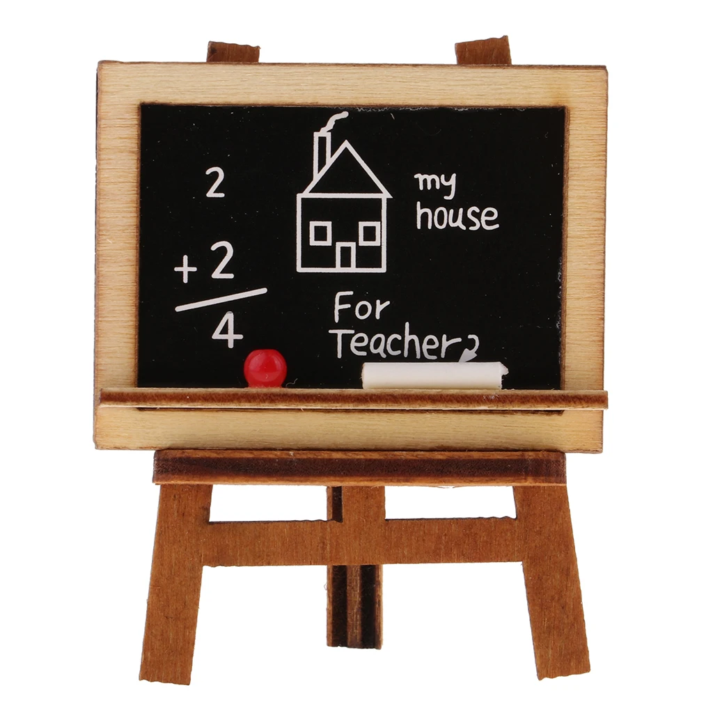 1:12 Miniature Blackboard Chalkboard W/ Easel Dollhouse Classroom Accessory