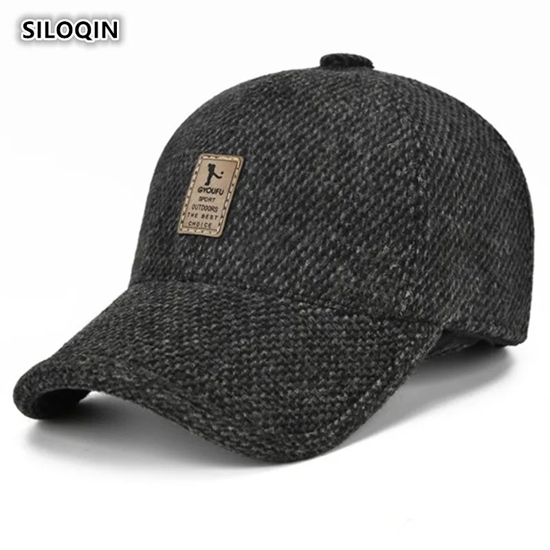 

SILOQIN Adjustable Size Autumn Winter Men's Fashion Motion Baseball Caps Earmuffs Keep Warm Leisure Tourism Snapback Cap Chapeu