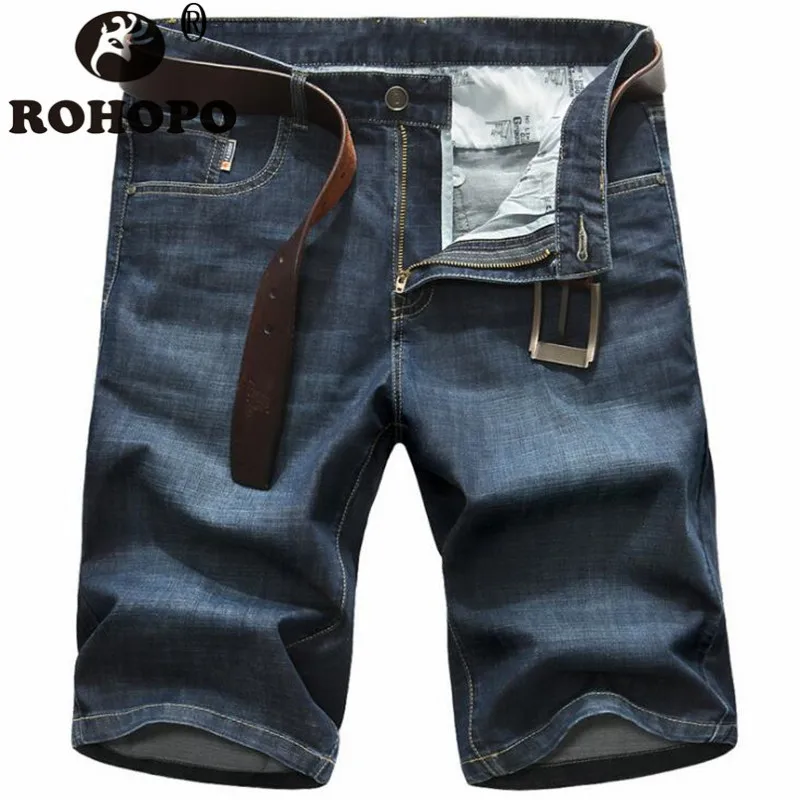 

New Designer Mans Knee Length Denim Jeans Mid Waist Straight Plaid Back Pocket Denim Shorts 42 to 29 Safari Military Denim Short