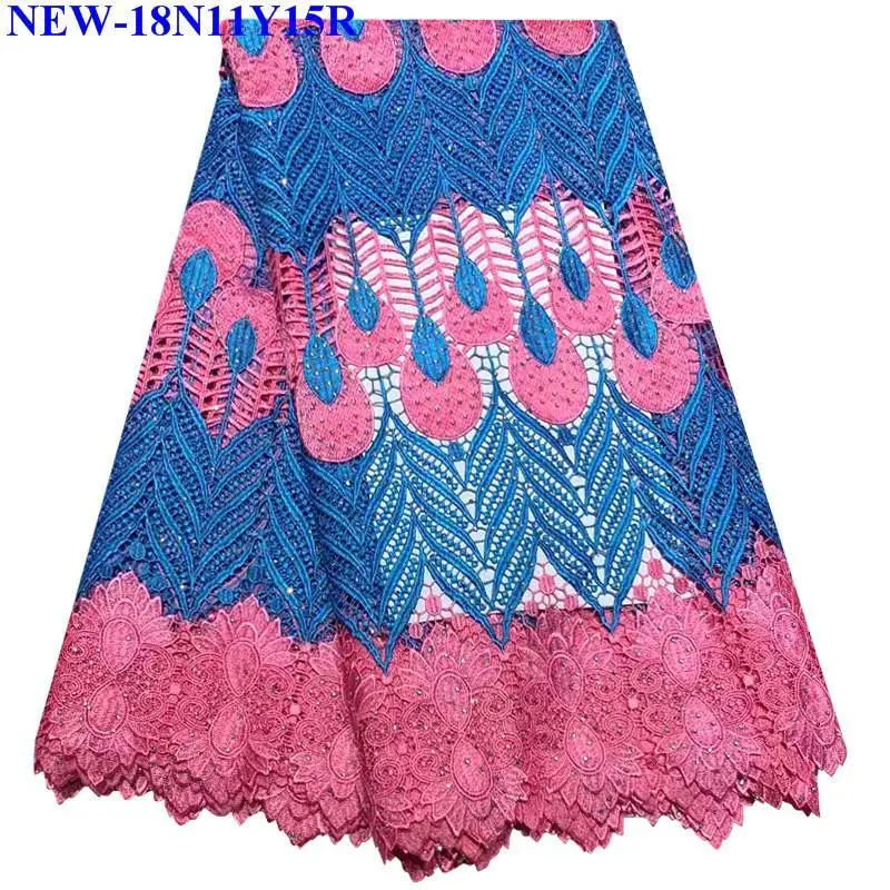 

Blue + Pink High Quality Nigerian Guipure Lace African Rhinestones Cord Lace Latest 2018 African Guipure Cord Lace Fabric MER00
