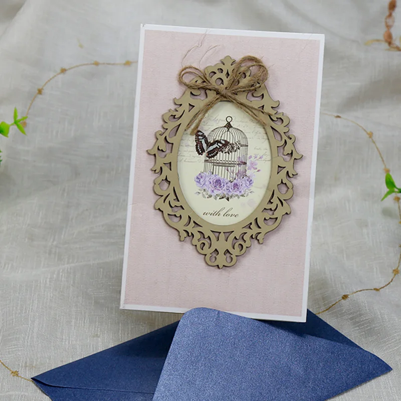  2pcs Laser Cut Bride and Groom Marriage Wedding Invitations Cards Greeting Cards 3D Cards Postcard  - 32943230953