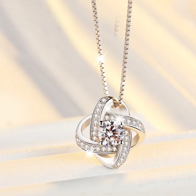 

925 Sterling Silver Necklace For Women Forever Heart AAA Zircon Mosaic Necklaces & Pendants Sterling-silver Jewelry S-N188