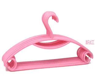 10 шт./партия пластиковые вешалки для одежды из нержавеющей стали, проволочные Противоскользящие вешалки для одежды, взрослая и детская вешалка - Цвет: Розовый