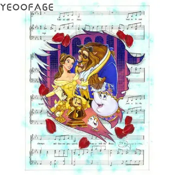 

Full Diamond Embroidery Beauty and the beast DIY square diamond painting Cross Stitch Rhinestone Drawing handmade craft cartoon