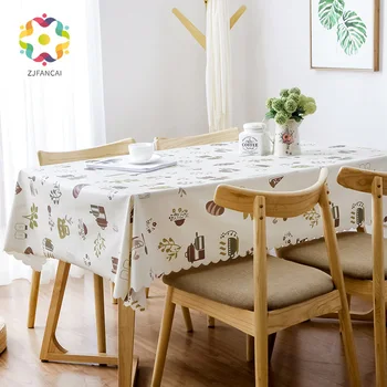 

PVC Printed Tea Rectangular Tablecloth Waterproof Oilproof Home Dining Room Table Cover Kitchen Tablecover