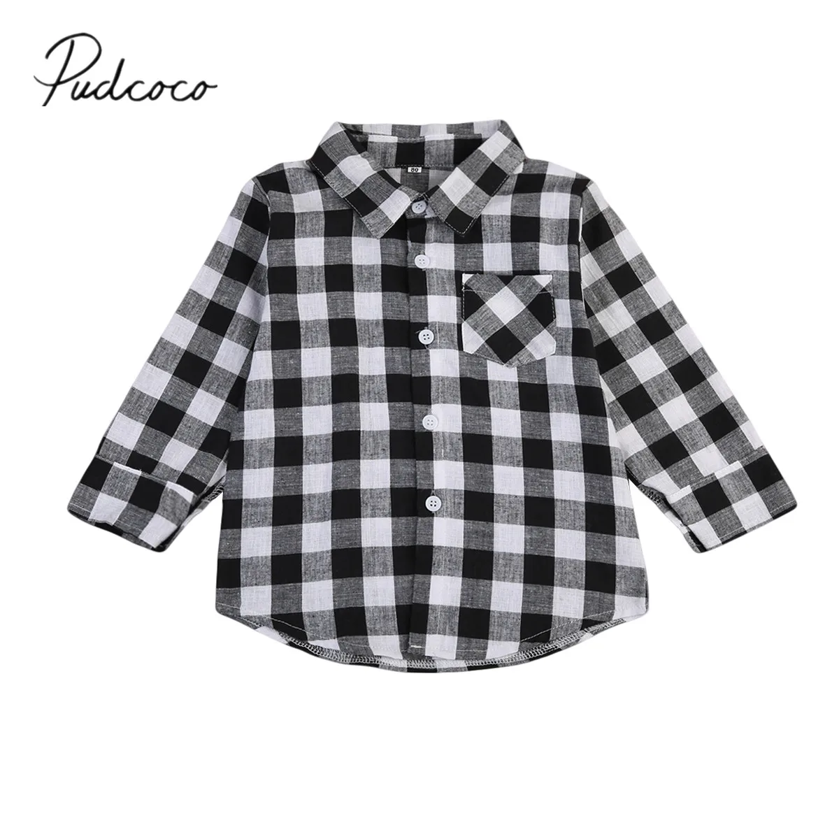 

2017 Brand New Cotton Infant Toddler Child Kids Baby Girl Boy Tops Checked T-shirt Long Sleeve Casual Fall Clothes Plaid Outfits