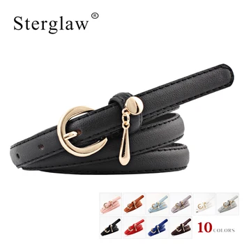 

103x1.4cm High quality summer women's thin Leather Belts For Woman Dress Pendant narrow belt Pin Buckle Casual jeans Belt N154