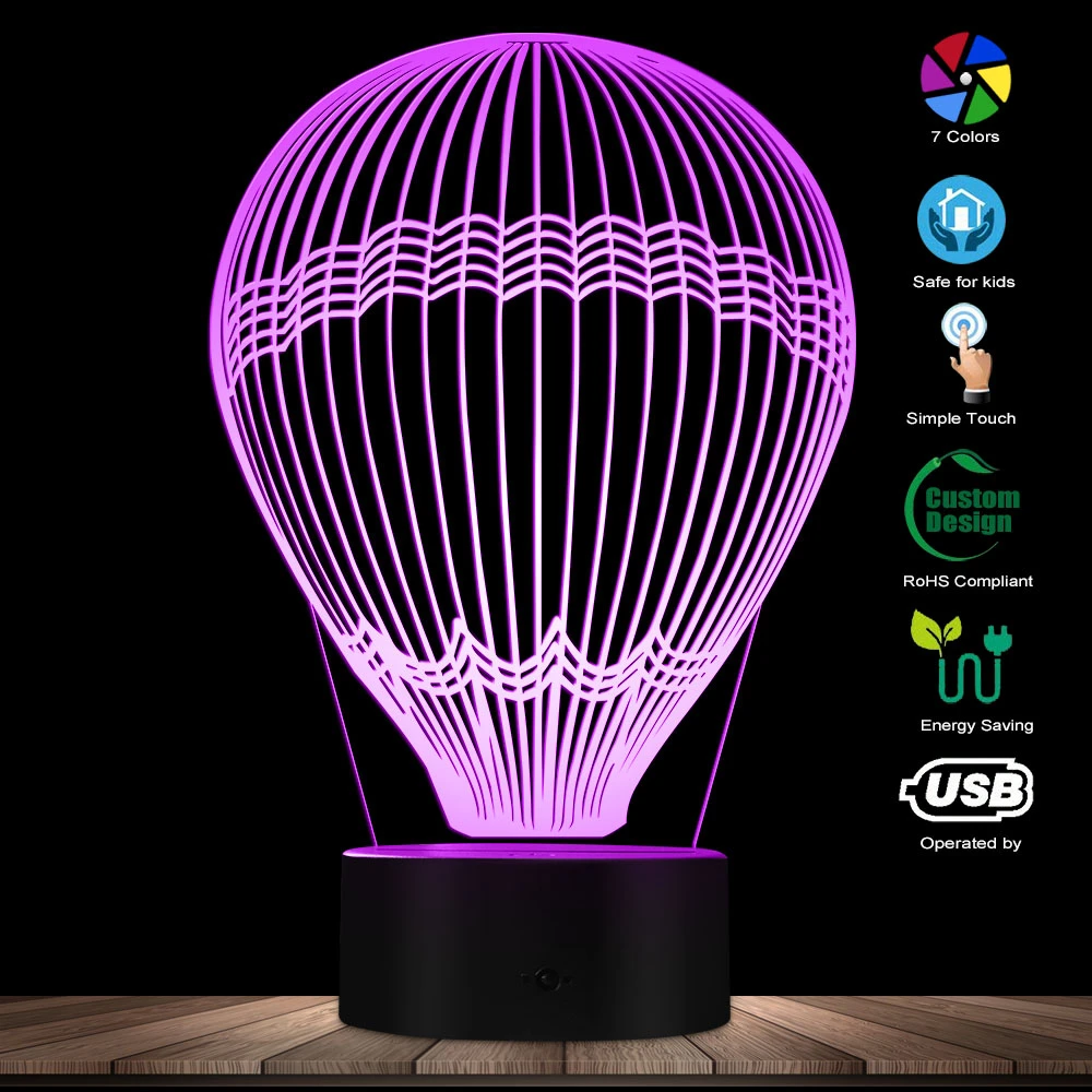Hot Air Balloon 3D Effect Glowing LED Lamp Optical Illusion Table Lamp  Around The World Decorative Lighting Kid Room Night Light|Novelty Lighting|  - AliExpress