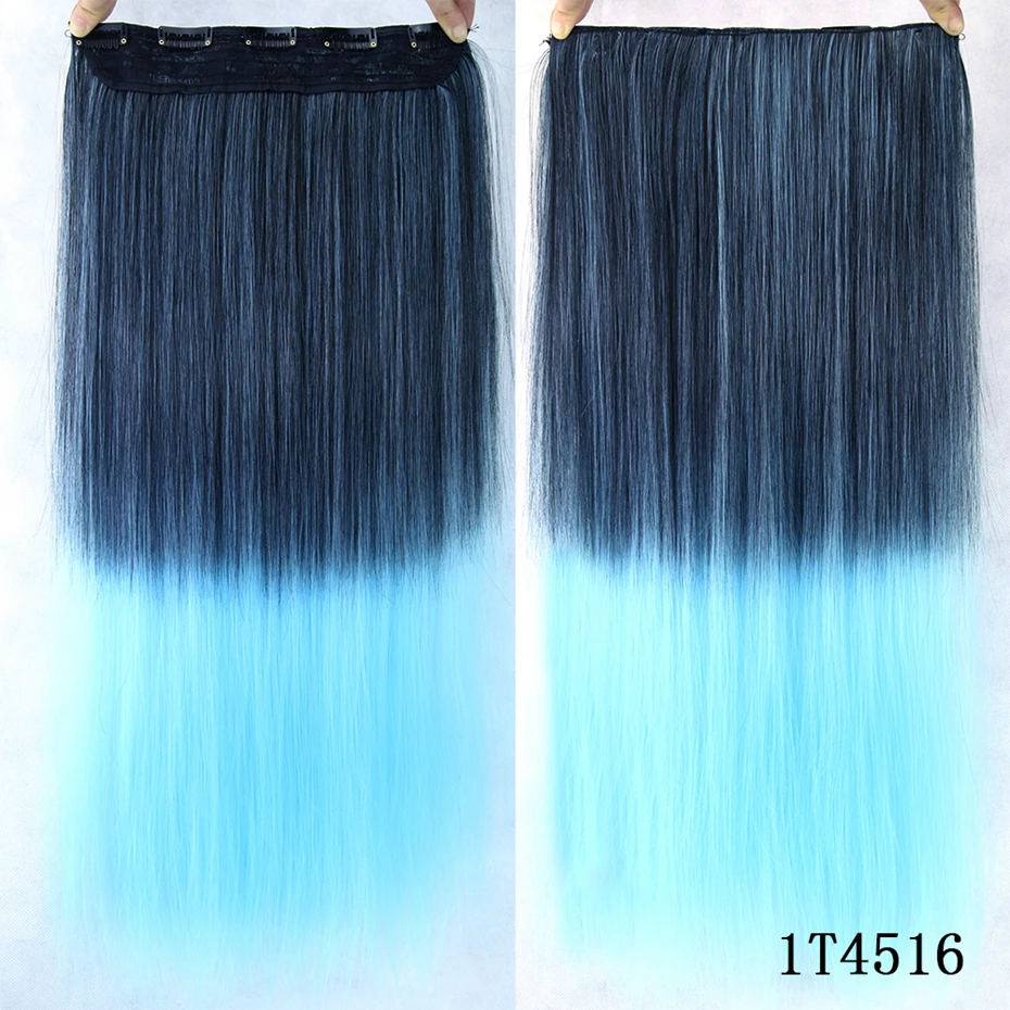 Soowee 24-дюймовый длинные прямые Для женщин натуральный черный высоких температур синтетических шиньон на зажиме в волос