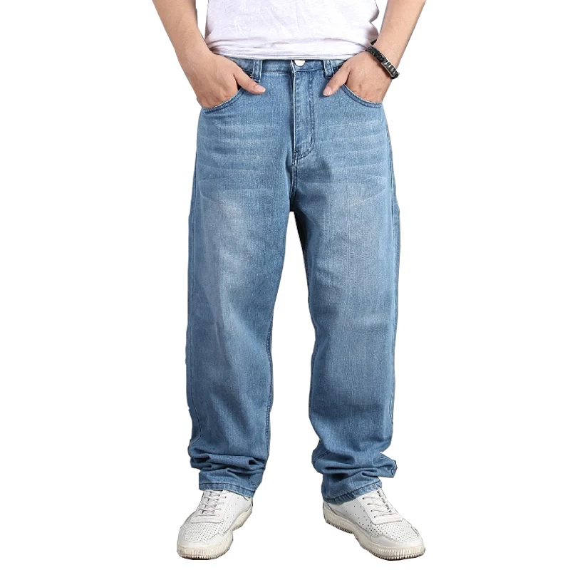 Men's Plus Size Baggy Hip Hop Jeans Pants Loose Skateboard Denim Men ...