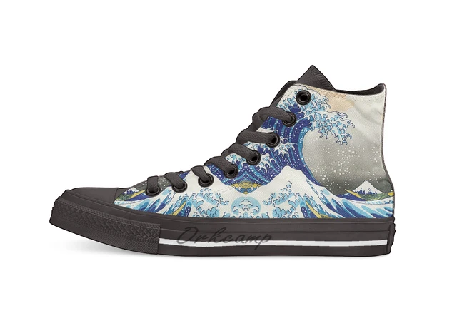 Katsushika Hokusai The Great Wave Of Kanagawa Casual High Top Canvas Shoes Sneakers For Drop Shipping Skateboarding Aliexpress