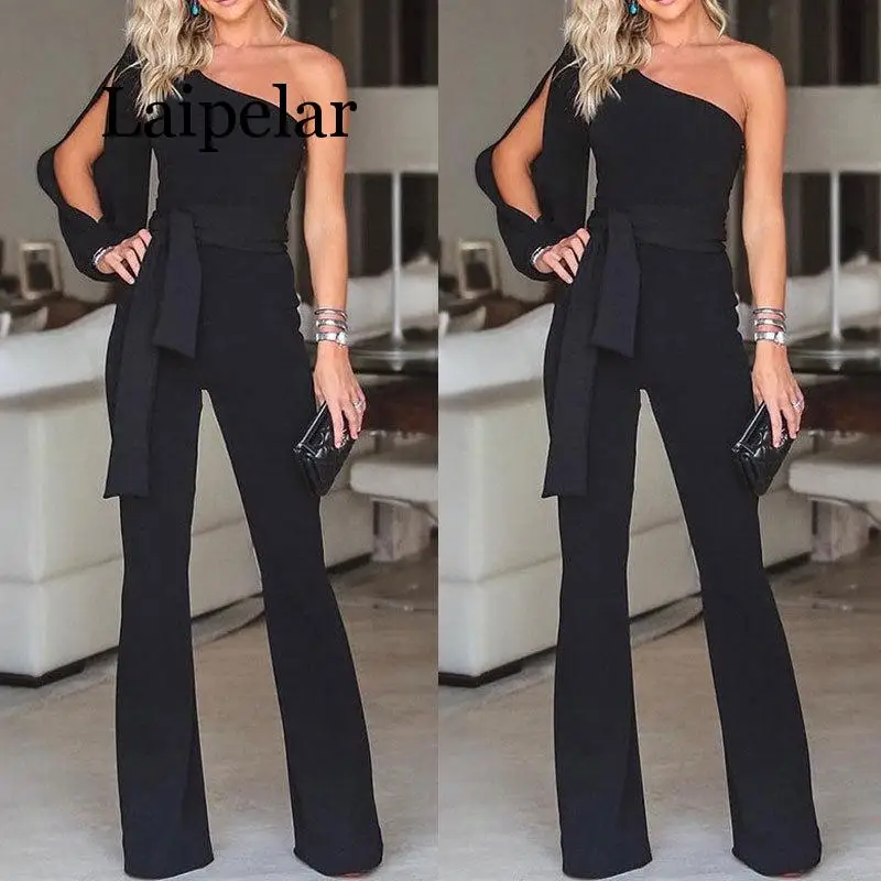 

Laipelar Jumpsuits for women fashion Womens rompers Party Club wear Playsuit Jumpsuit Wide Leg One Shoulder Long Trousers Pants
